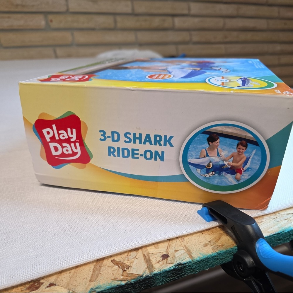 Play Day Clear Inflatable Shark Ride On Pool Rider Float NIB Blue - Picture 4 of 10